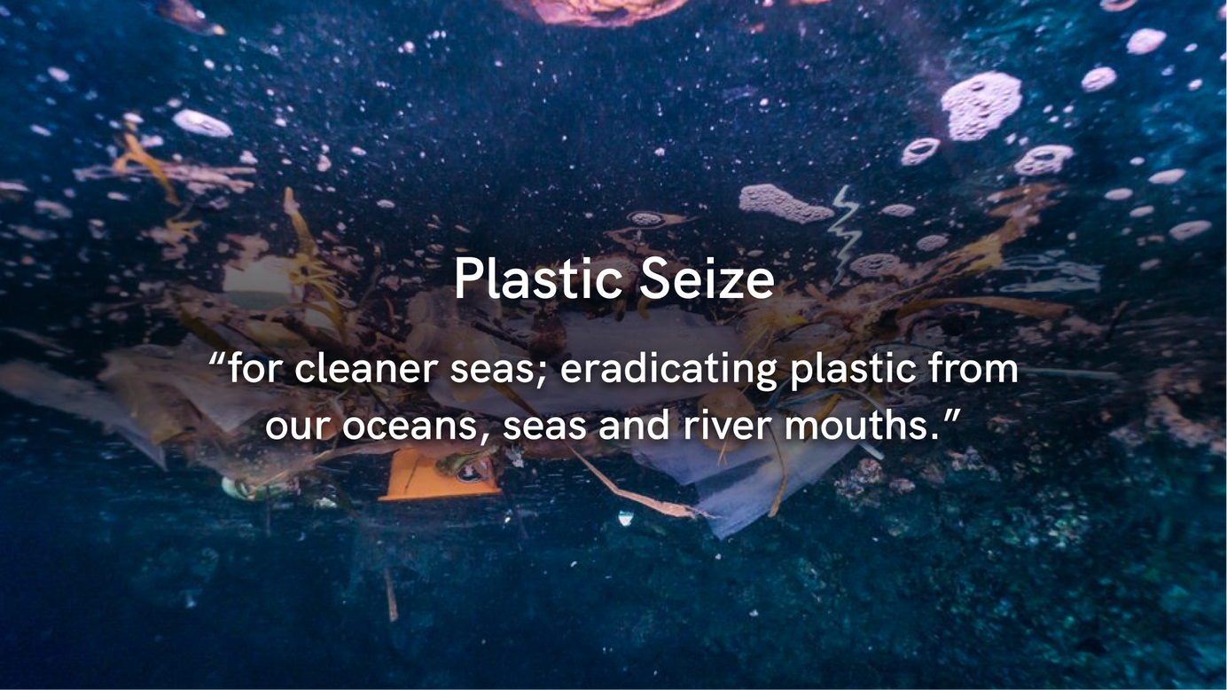 Pieces of plastic floating in the sea.
